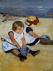 Mary Cassatt Famous Paintings - Children on the Shore